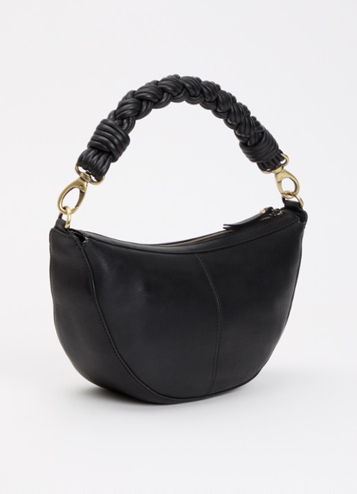 O My Bag Leo schoudertas van leer met gevlochten detail - achterkant zwart