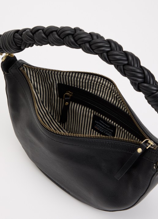 O My Bag Leo schoudertas van leer met gevlochten detail - detail 3 zwart