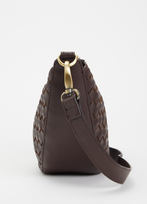 O My Bag Leo schoudertas van leer met verstelbare schouderband  - detail 4 chocoladebruin