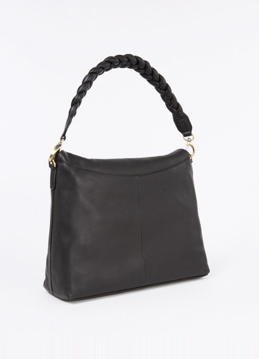 O My Bag Sienna schoudertas van leer met afneembare schouderriem - achterkant 3 zwart