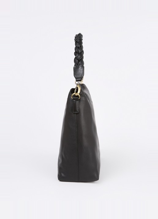 O My Bag Sienna schoudertas van leer met afneembare schouderriem - detail 2 zwart