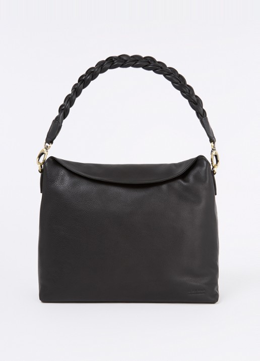 O My Bag Sienna schoudertas van leer met afneembare schouderriem - voorkant 4 zwart