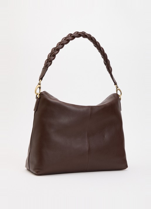 O My Bag Sienna schoudertas van leer met afneembare schouderriem - achterkant 2 chocoladebruin