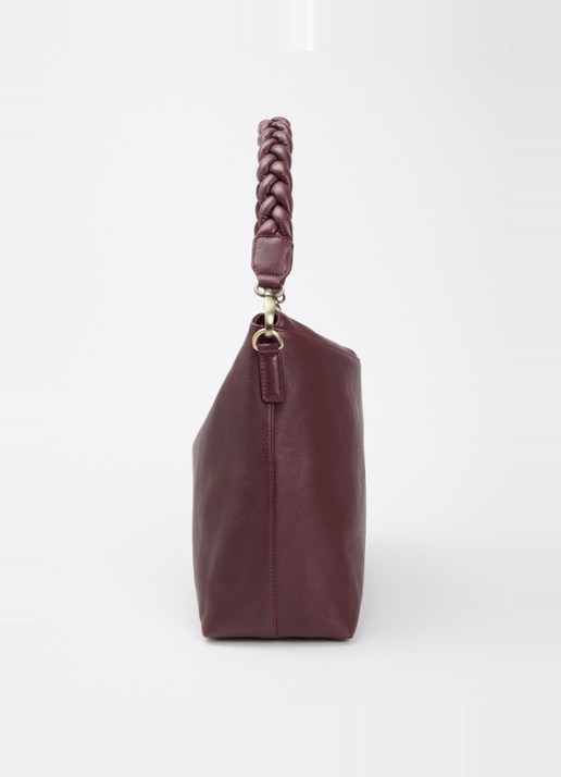 O My Bag Sienna schoudertas van leer  - detail 4 kersenrood