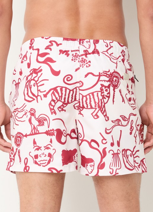 OAS Arcano zwemshorts met grafische print - achterkant 3 beige