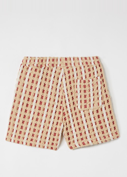 OAS Braga straight fit korte broek met structuur - voorkant 2 beige
