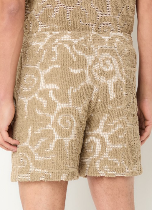OAS Loefy straight fit korte broek van badstof - achterkant zand