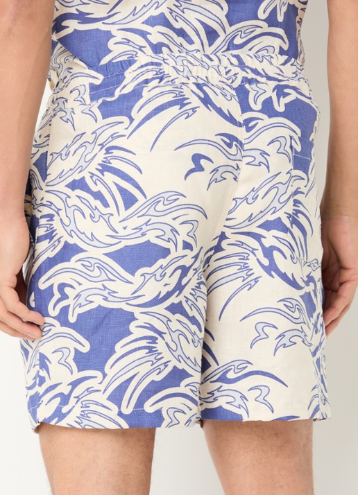 OAS Loefy straight fit korte broek van badstof - achterkant blauw