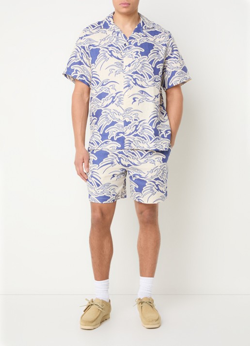 OAS Loefy straight fit korte broek van badstof - voorkant 3 blauw