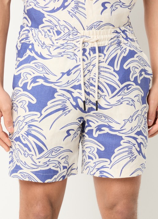 OAS Loefy straight fit korte broek van badstof - detail 7 blauw