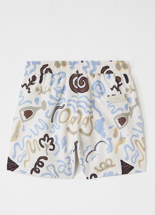 OAS Memento zwemshorts met grafische print - voorkant 2 creme