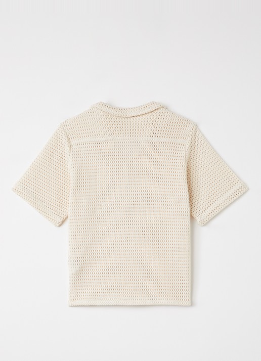 OAS Nicaro overhemd met opengewerkt dessin - voorkant 2 beige