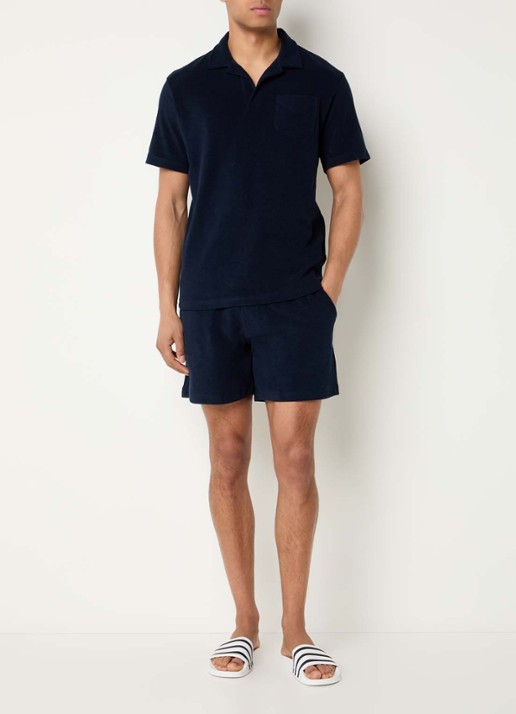 OAS Straight fit korte broek met steekzakken - voorkant 4 donkerblauw