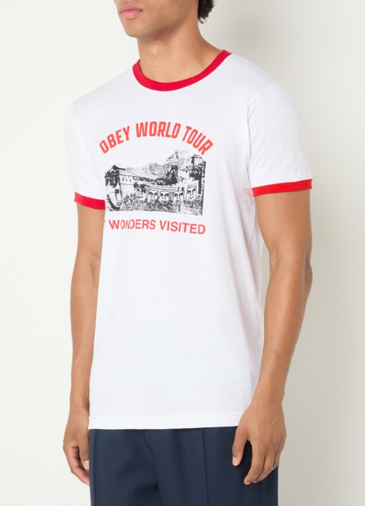 Obey 7 Wonders T-shirt met logoprint - detail 2 wit