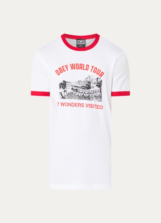 Obey 7 Wonders T-shirt met logoprint - voorkant wit