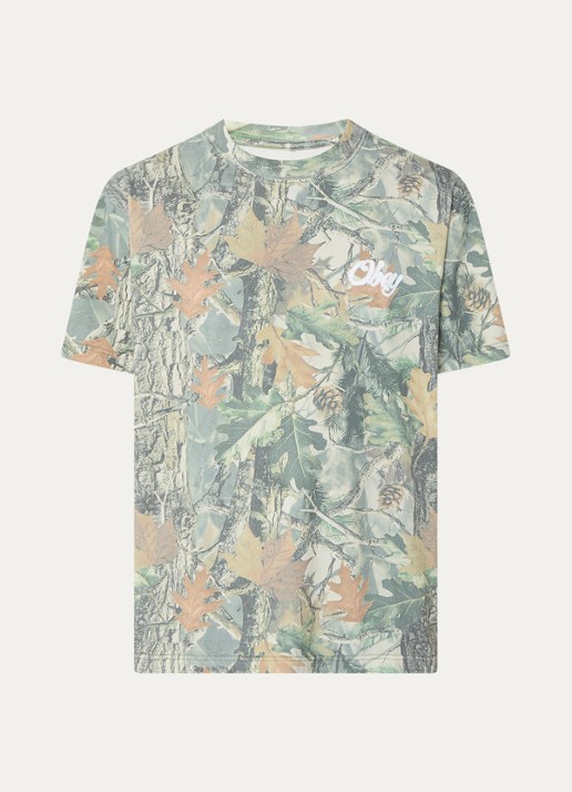 Obey Airbrushed Rose T-shirt met logo- en backprint - voorkant 3 donkerblauw