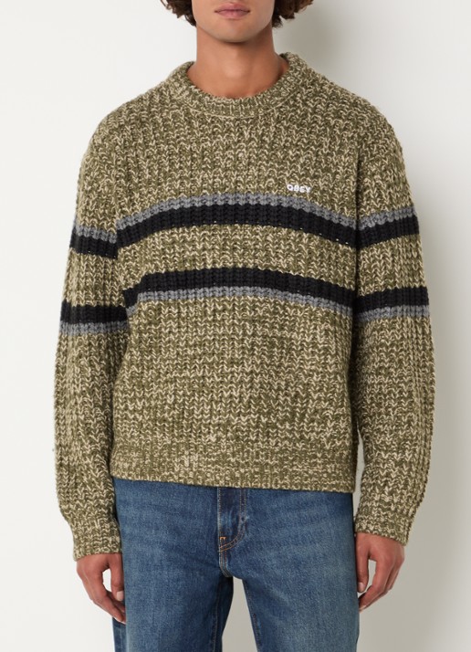 Obey Alden grofgebreide trui met streepprint