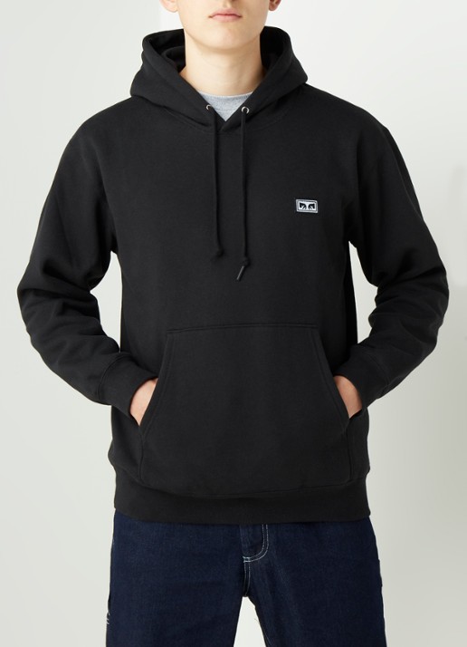 Obey All eyez hoodie met logopatch - detail zwart