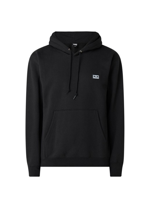 Obey All eyez hoodie met logopatch - voorkant 3 zwart