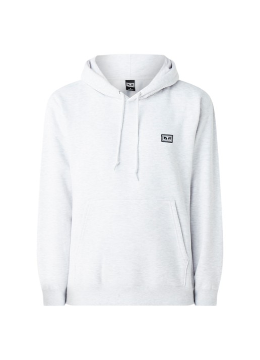 Obey All eyez hoodie met logopatch - voorkant grijsmele