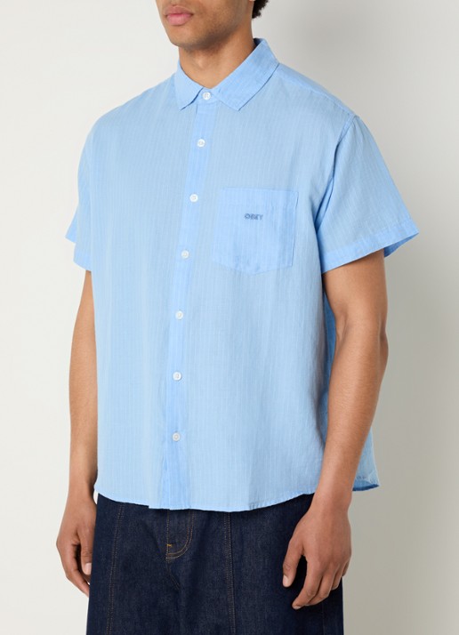 Obey Barry regular fit overhemd in linnenblend met borstzak