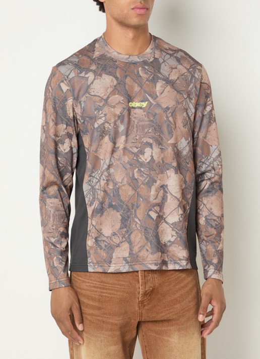 Obey Basecamp longsleeve met print - achterkant 4 bruin