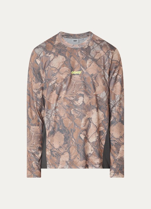 Obey Basecamp longsleeve met print - voorkant bruin