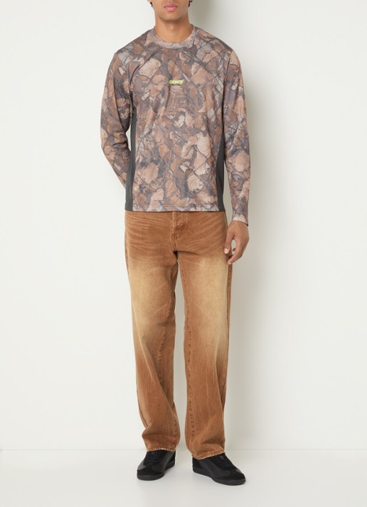 Obey Basecamp longsleeve met print - voorkant 2 bruin