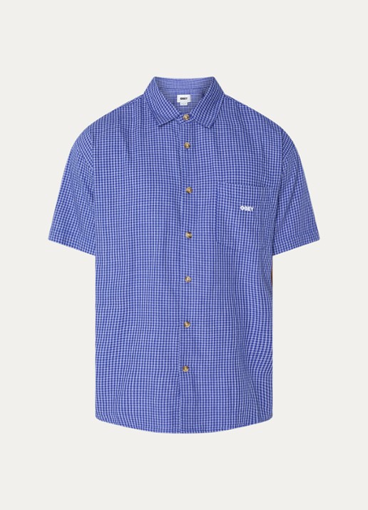 Obey Bigwig Frank regular fit overhemd met ruitdessin - voorkant blauw