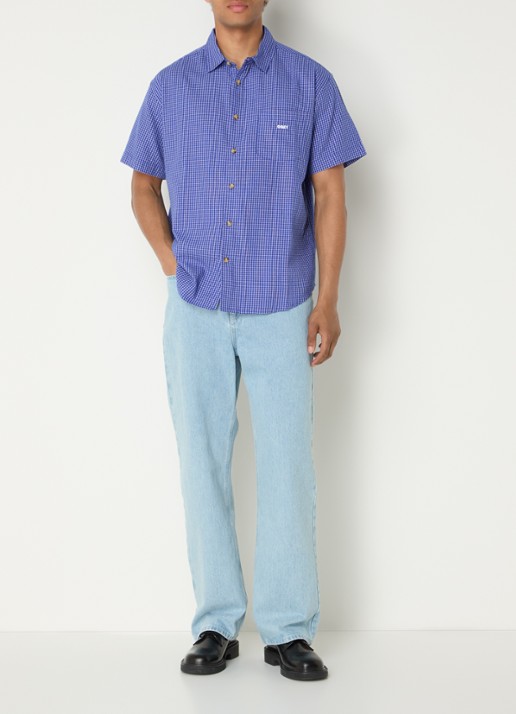 Obey Bigwig Frank regular fit overhemd met ruitdessin - voorkant 2 blauw