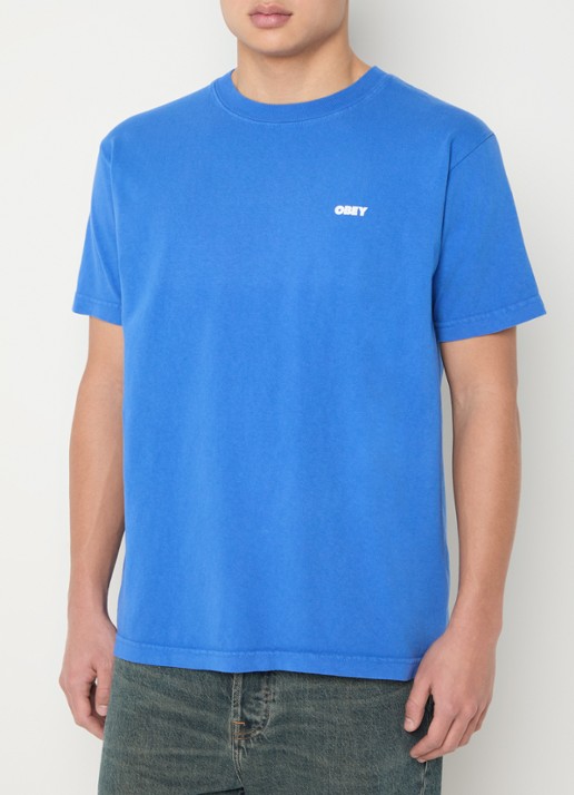 Obey Bold Icon Face T-shirt met logo- en backprint - achterkant 3 indigo