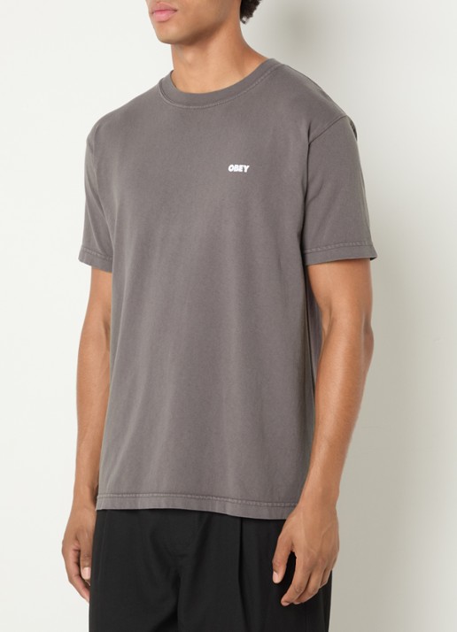 Obey Bold Icon Face T-shirt met logo- en backprint - achterkant antraciet