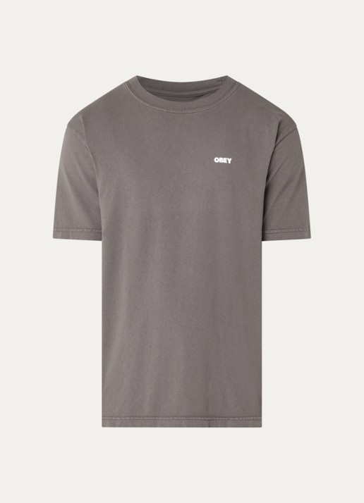 Obey Bold Icon Face T-shirt met logo- en backprint - voorkant 2 antraciet