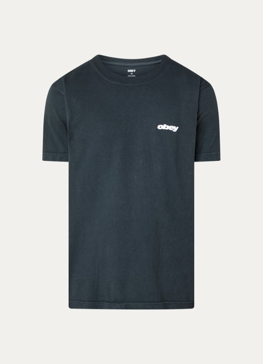 Obey Bounce T-shirt met logo- en backprint - voorkant 2 antraciet
