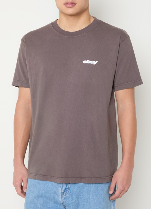 Obey Bounce T-shirt met logo- en backprint - achterkant 4 antraciet
