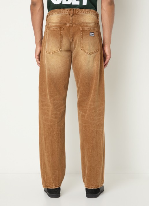 Obey Boxcar straight leg jeans met medium wassing - achterkant 3 camel