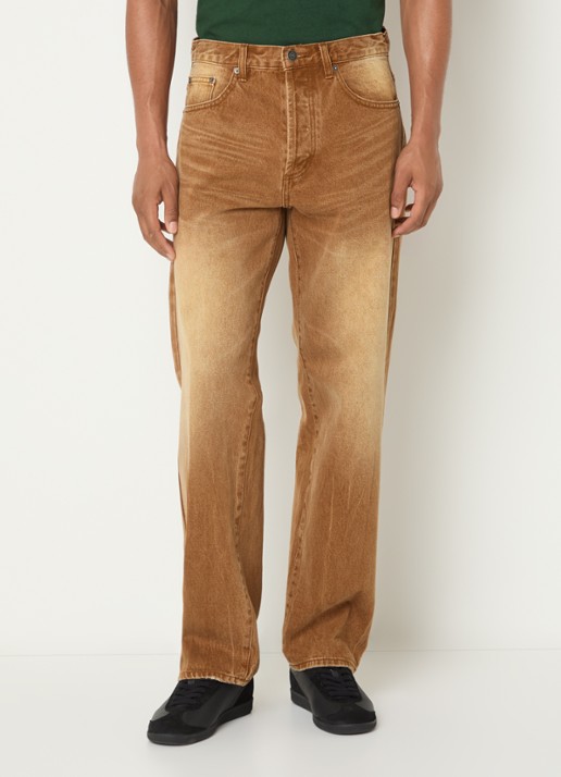 Obey Boxcar straight leg jeans met medium wassing - detail camel