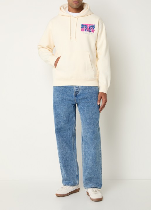 Obey Brick By Brick hoodie met logo- en backprint - voorkant 3 creme