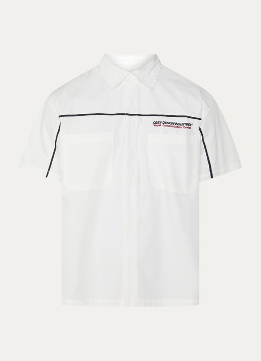 Obey Camber regular fit overhemd met borstzak - voorkant wit