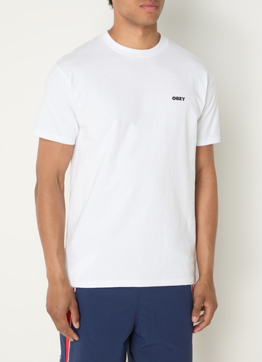 Obey Chalky T-shirt met logo- en backprint - achterkant wit