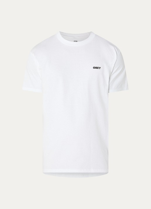 Obey Chalky T-shirt met logo- en backprint - voorkant 2 wit