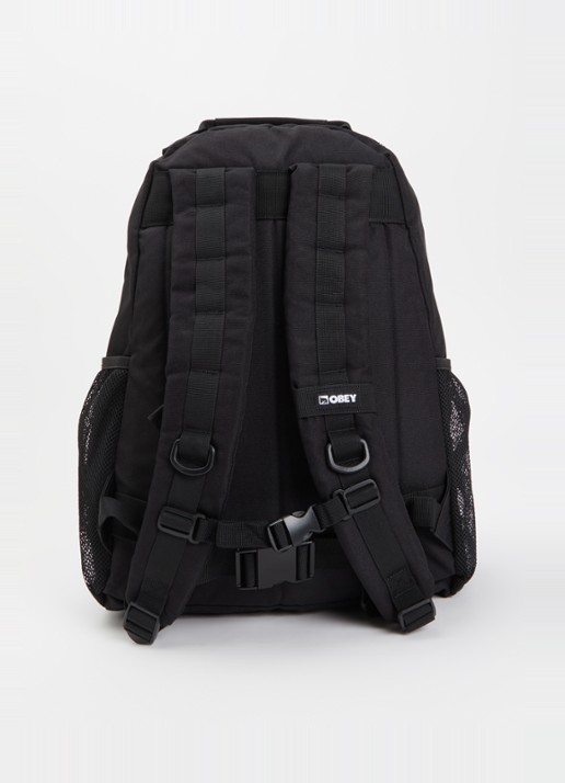 Obey Commuter rugzak met logo en 16 inch laptopvak - achterkant zwart