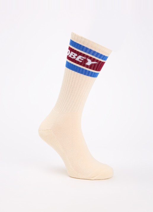 Obey Cooper sokken met logo - voorkant 2 creme