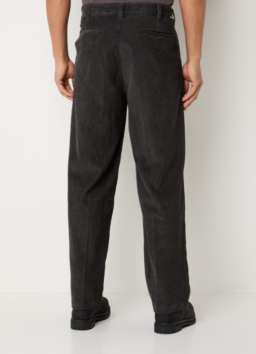 Obey Dean loose fit broek van corduroy - achterkant antraciet