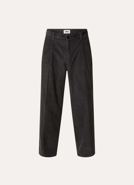 Obey Dean loose fit broek van corduroy - voorkant 2 antraciet
