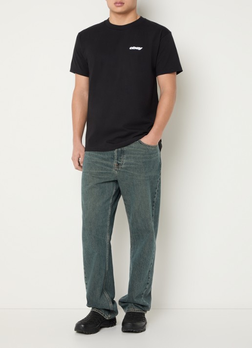 Obey Dice T-shirt met logo- en backprint - voorkant 3 zwart