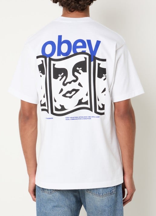 Obey Disruption T-shirt met logo- en backprint