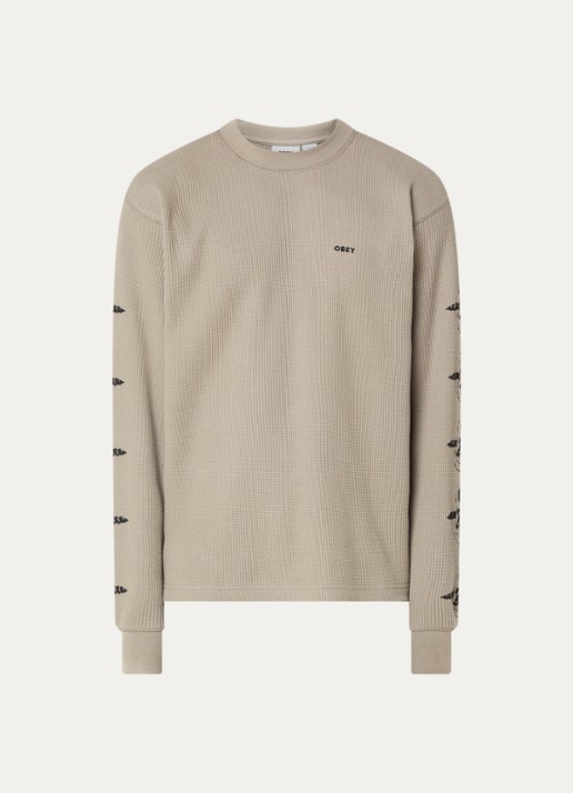 Obey Ears longsleeve met print - voorkant olijfgroen