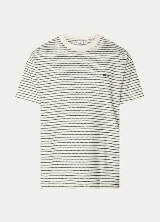 Obey Edwin T-shirt met streepprint - voorkant 2 groen