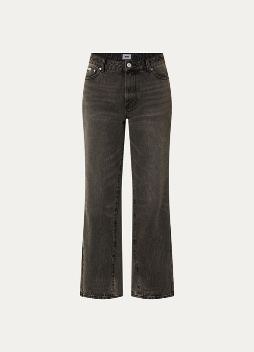 Obey Elara high waist wide fit jeans met gekleurde wassing - voorkant 4 antraciet